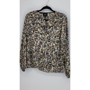 W5 Women's Large Floral Print Long Sleeve Blouse Lightweight Fabric